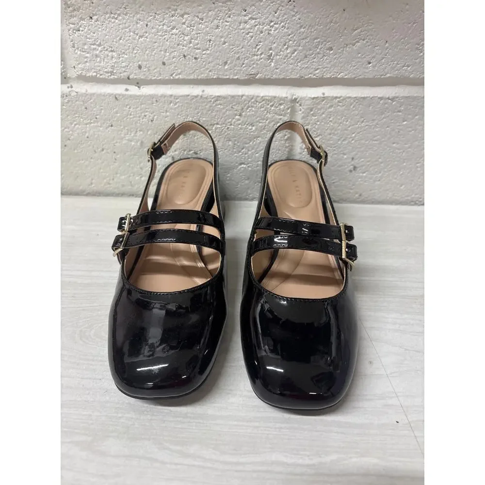 NIB Kelly & Katie Sz 6 Black Faux Patent Leather Pimmie Double Strap Mary Janes - Picture 2 of 5